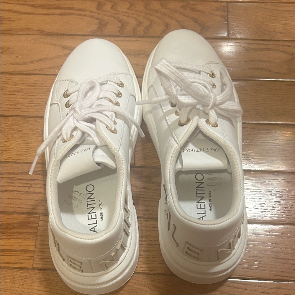 Valentino Alice Leather White Lace-Up Sneakers
